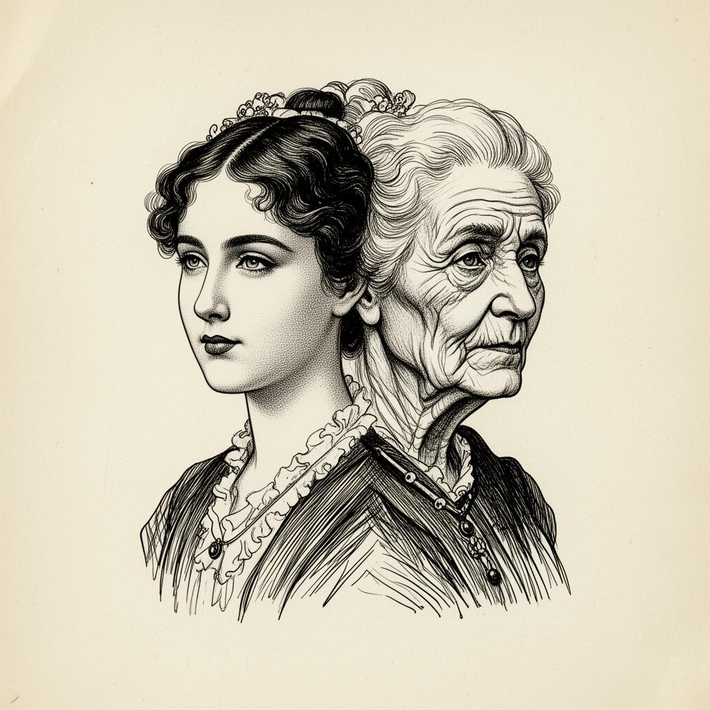 W.E. Hill 1915 illustration — both a young woman and an old woman in one image